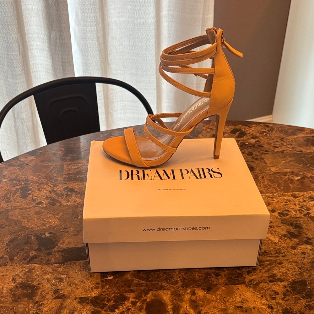 Dream Pairs Women's Tan Strappy Heels